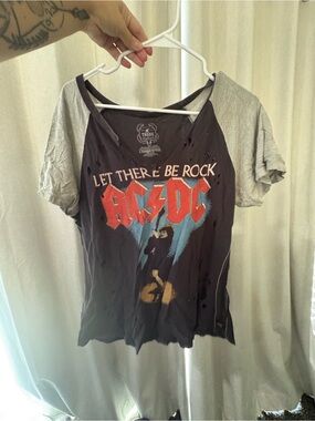 AC/DC 'Let There Be Rock' Short Sleeve Tee - Black/Grey
